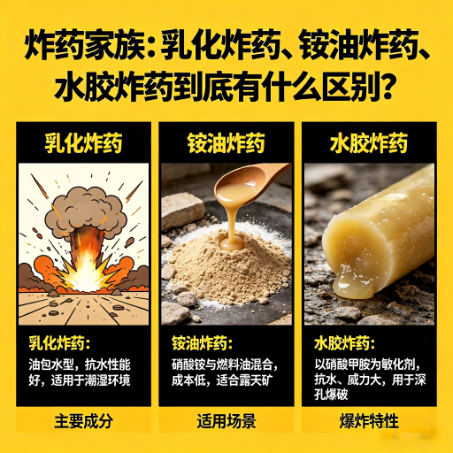 宝塔炸药家族：乳化炸药、铵油炸药、水胶炸药到底有什么区别？